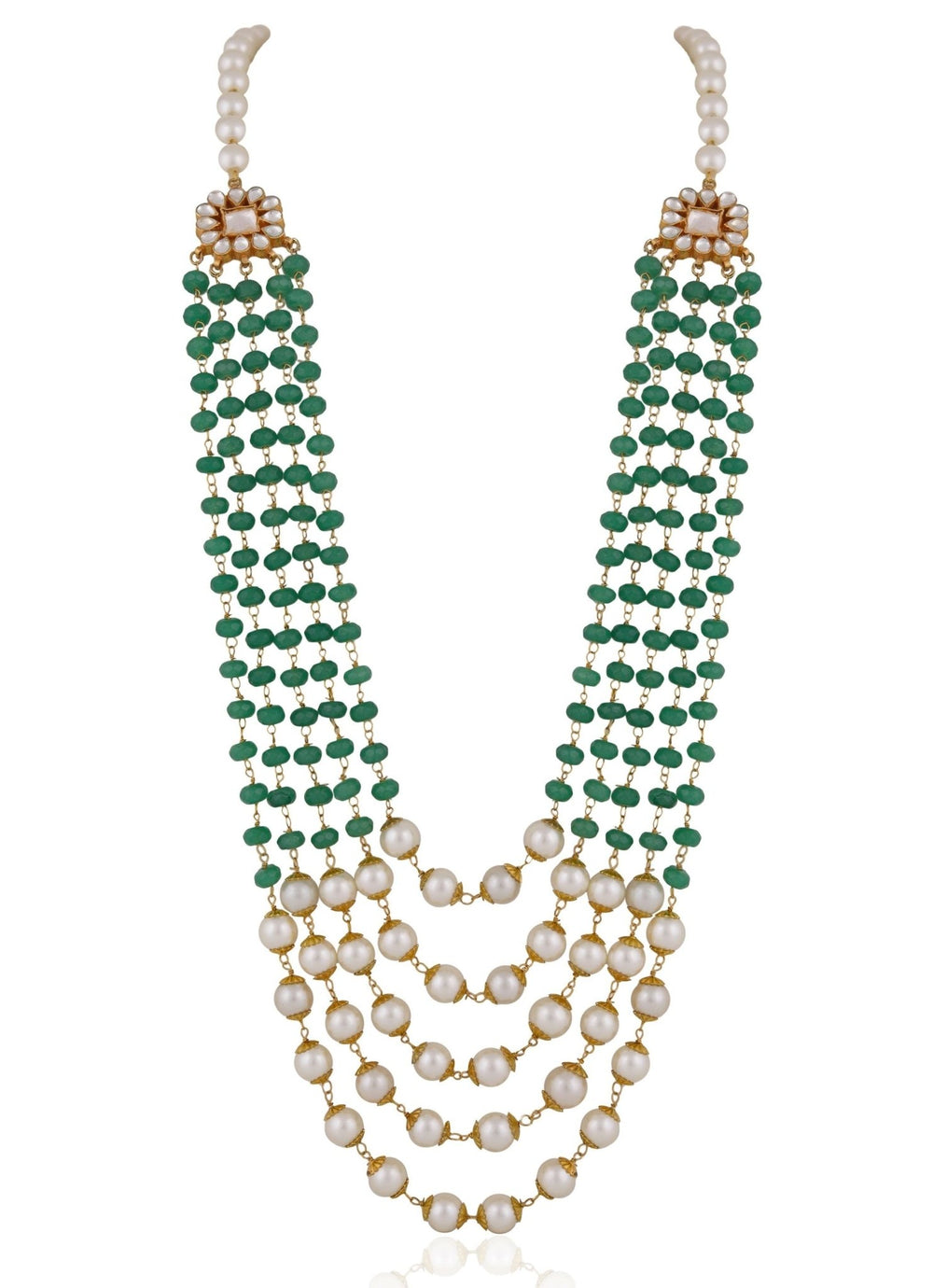 Five Layer Emerald And Pearl Maala Riana by Shikha Jindal - Fabilicious Fashion