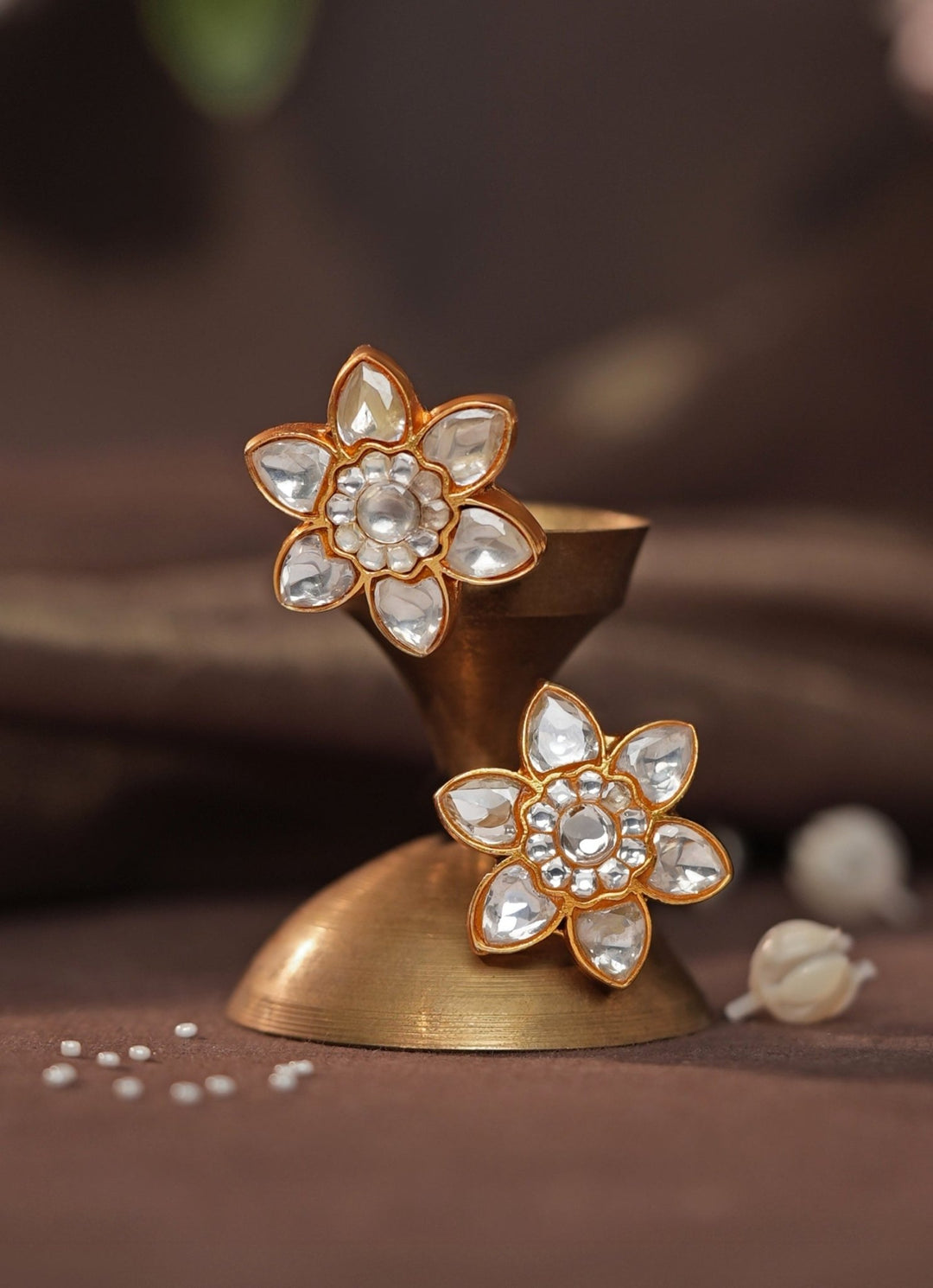 Floral Motifs Matte Gold Choker Set Riana Jewellery - Fabilicious Fashion