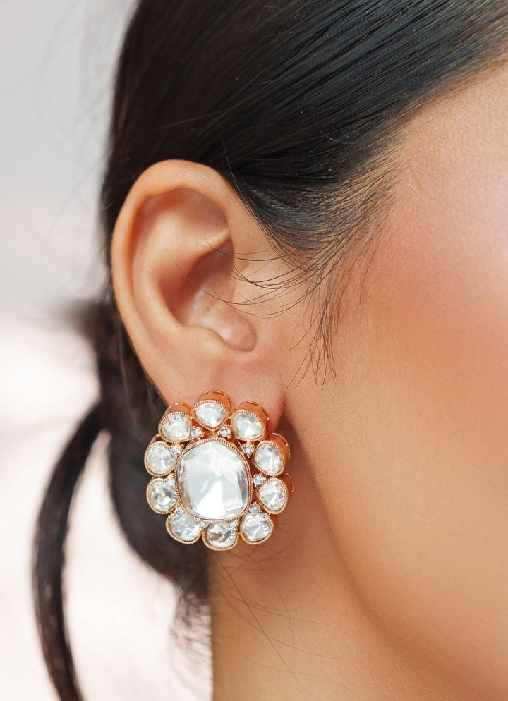 Floral Polki Gold Necklace Set Zevar by Geeta - Fabilicious Fashion