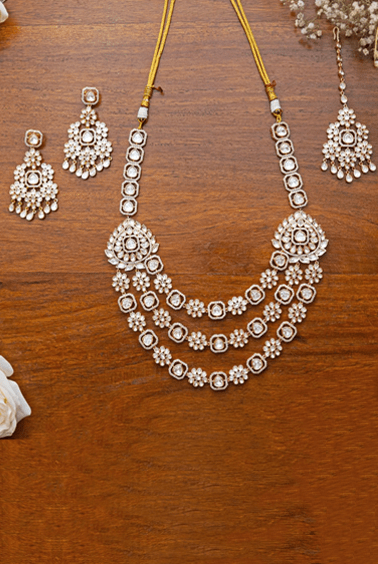 Floral Polki Necklace Set Zevar by Geeta - Fabilicious Fashion