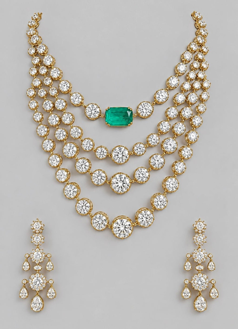 Zevar by Geeta Four Layer Diamond Necklace SetFabilicious Fashion