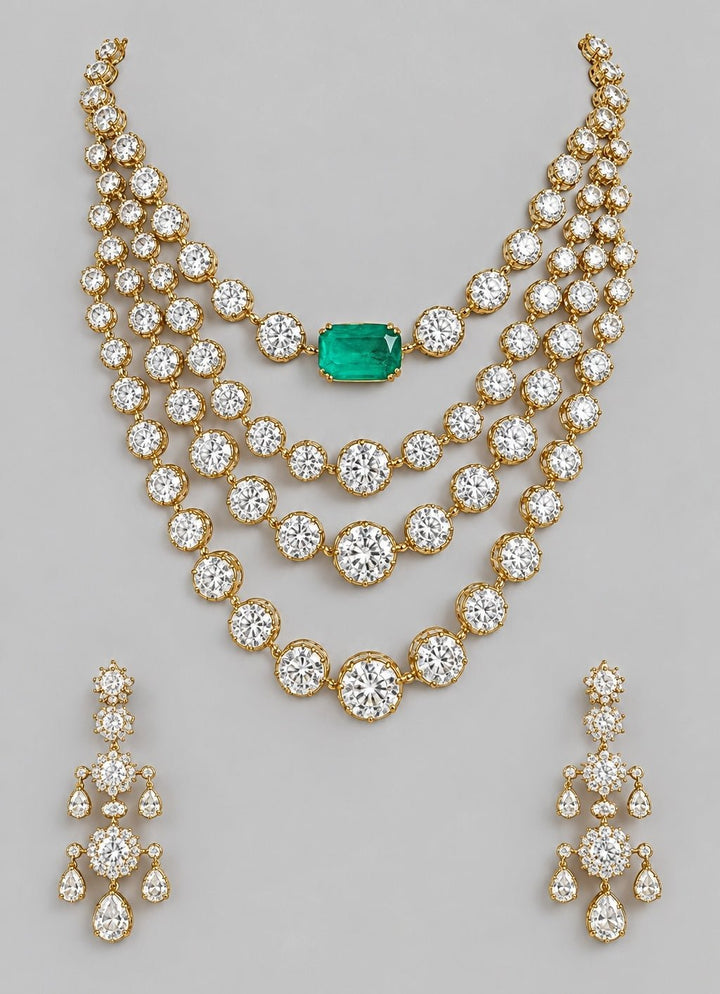 Zevar by Geeta Four Layer Diamond Necklace SetFabilicious Fashion