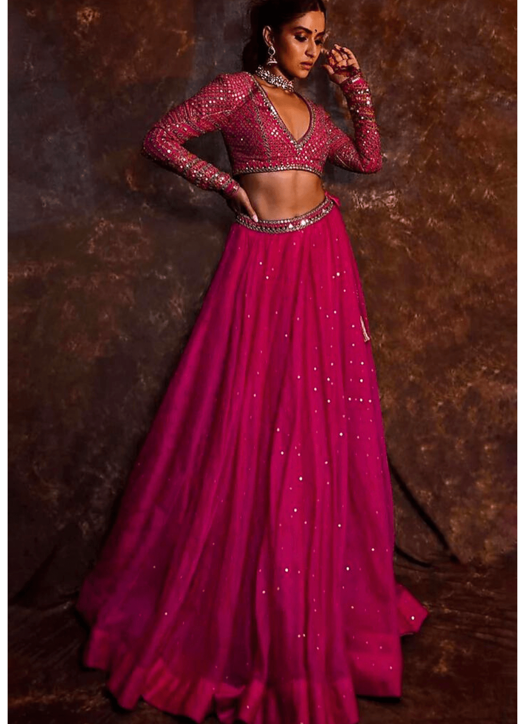 Fuschia Pink Silk Organza Lehenga Set Vvani by Vani Vats - Fabilicious Fashion