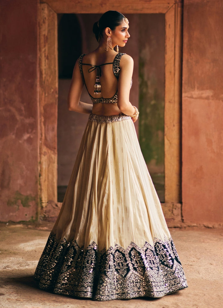 Gold And Deep Green Tissue Lehenga Set Angad Singh - Fabilicious Fashion
