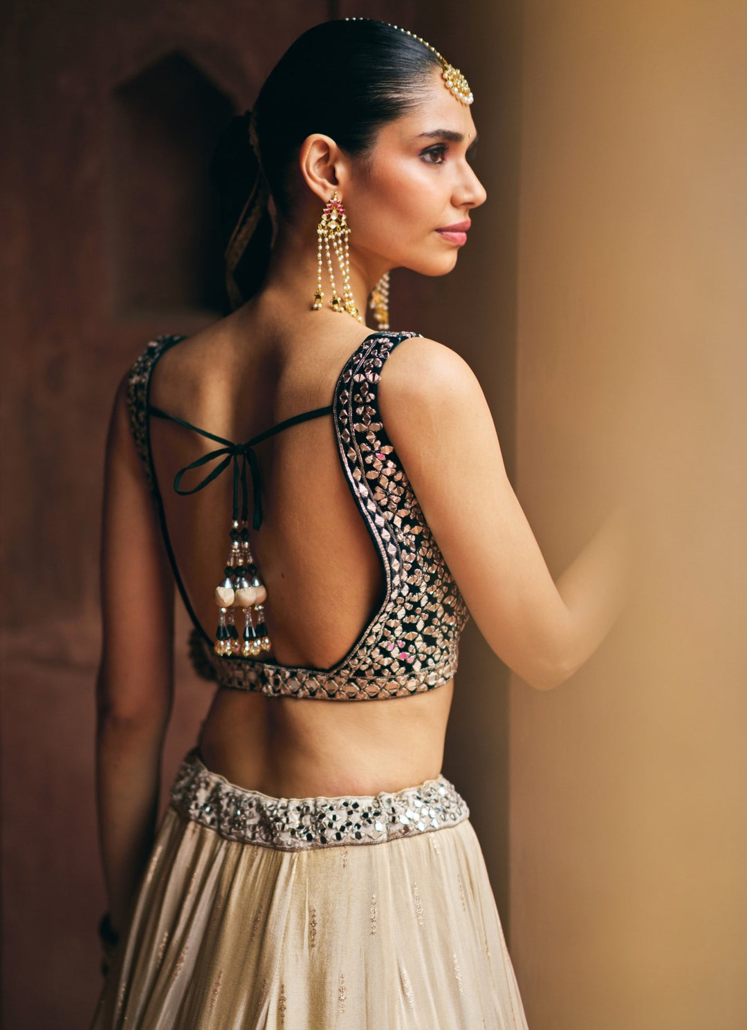 Gold And Deep Green Tissue Lehenga Set Angad Singh - Fabilicious Fashion