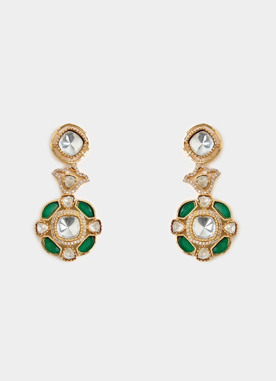 Gold And Emerald Green Kundan Necklace Set Vivinia By Vidhi Mehra - Fabilicious Fashion