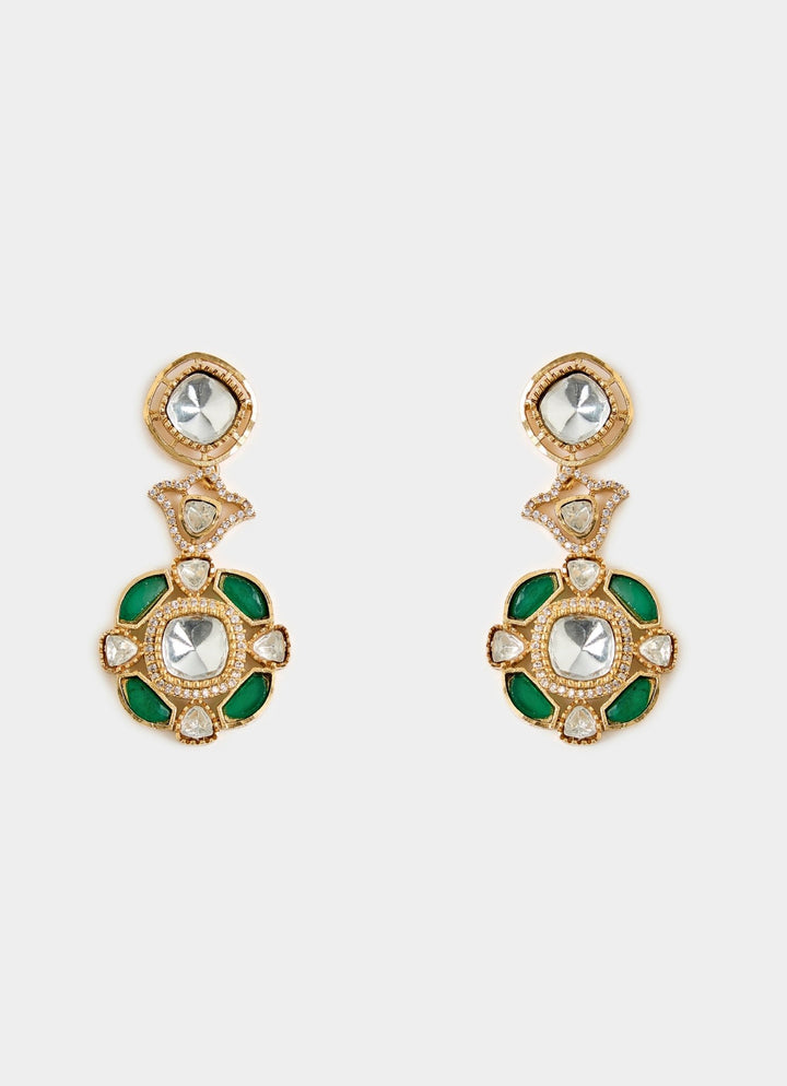 Gold And Emerald Green Kundan Necklace Set Vivinia By Vidhi Mehra - Fabilicious Fashion