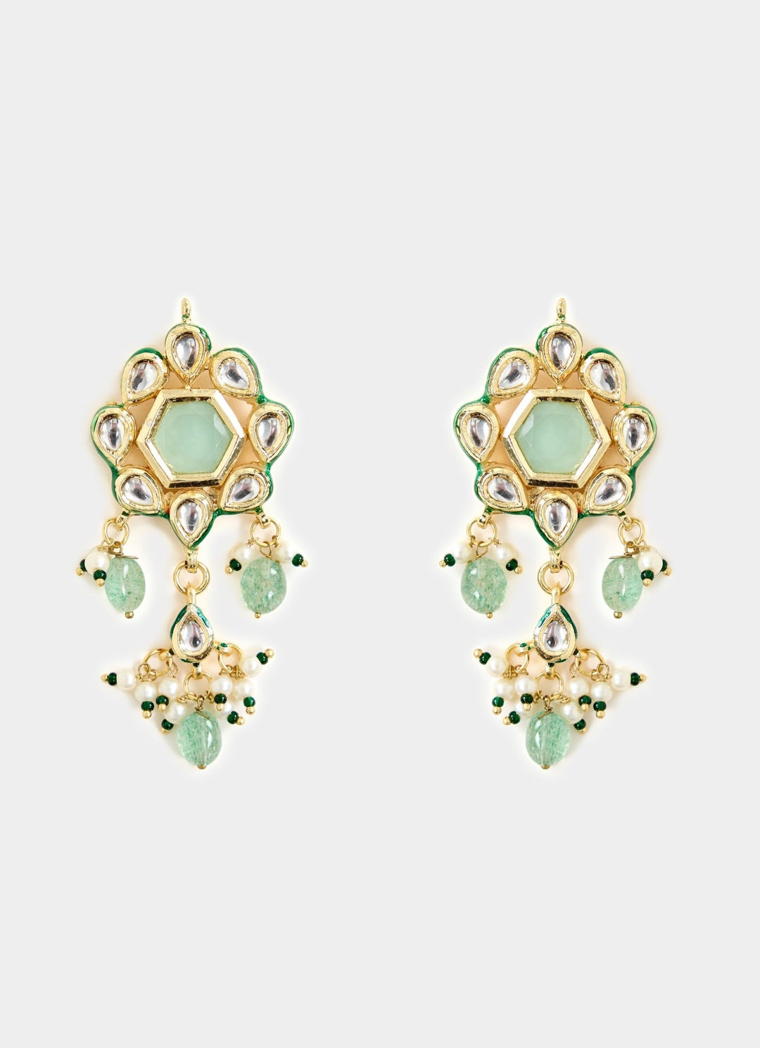 Gold And Green Beaded Choker Necklace Set Vivinia By Vidhi Mehra - Fabilicious Fashion