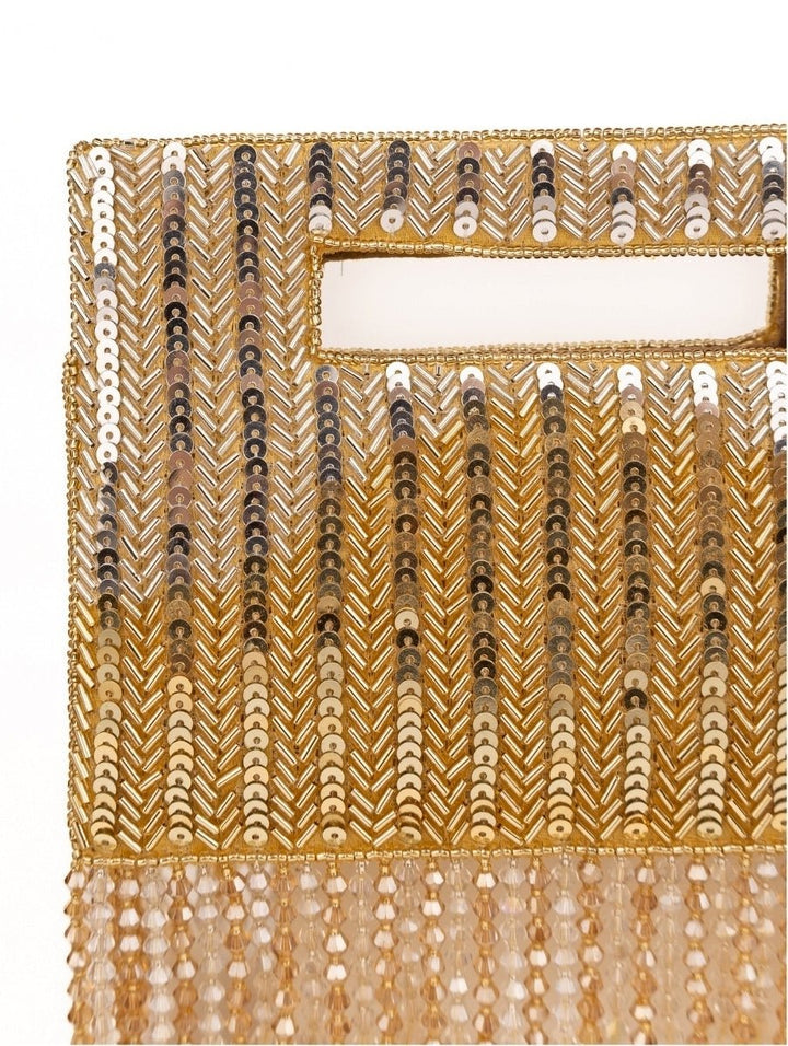 Gold And Silver Suede Embellished Clutch House of Kosha - Fabilicious Fashion