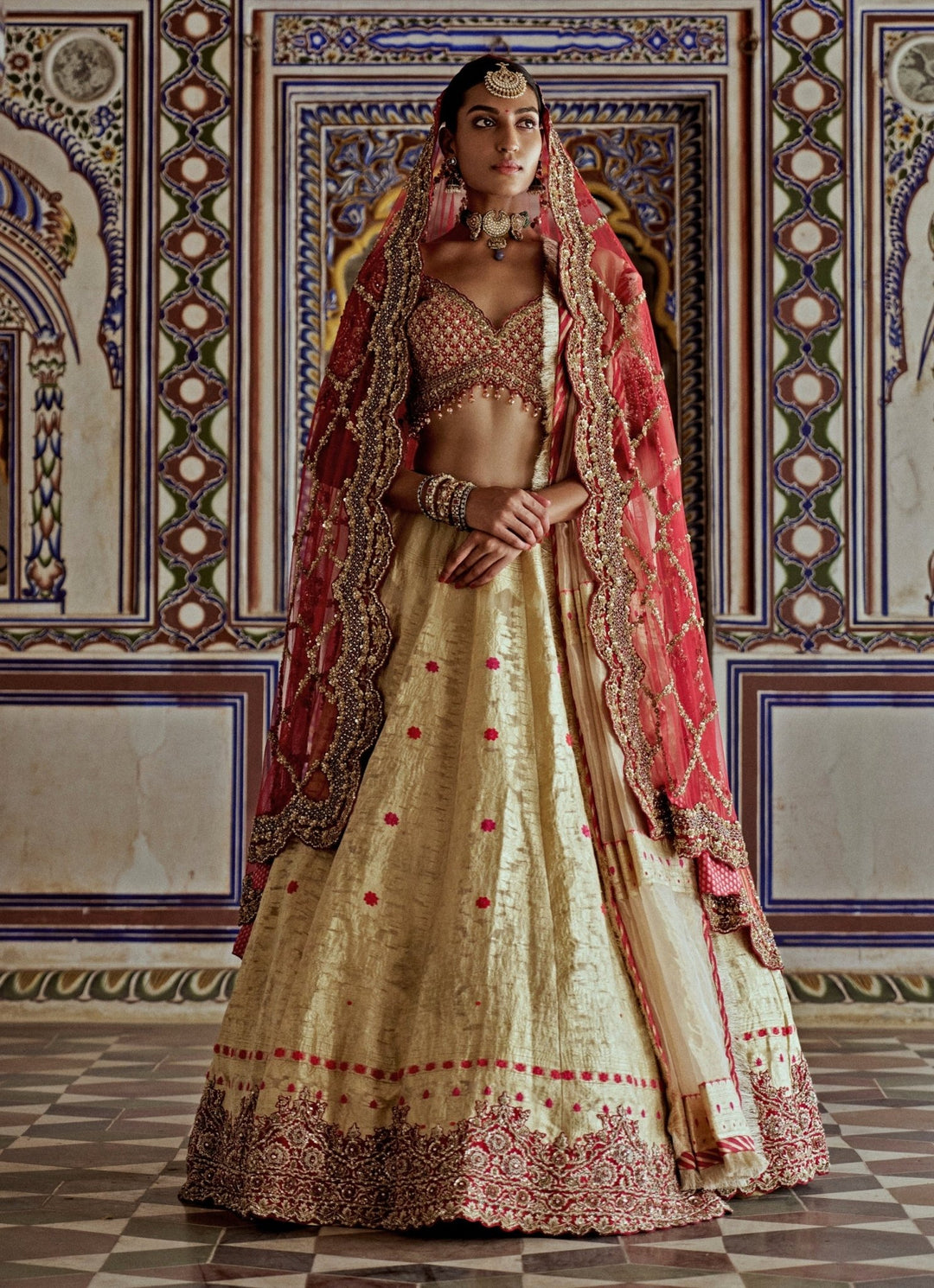 Gold Banarasi Embroidered Lehenga Set Nitika Gujral - Fabilicious Fashion