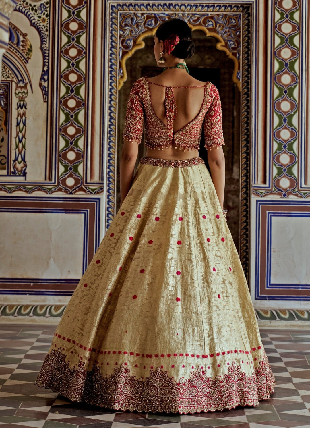 Gold Banarasi Embroidered Lehenga Set Nitika Gujral - Fabilicious Fashion