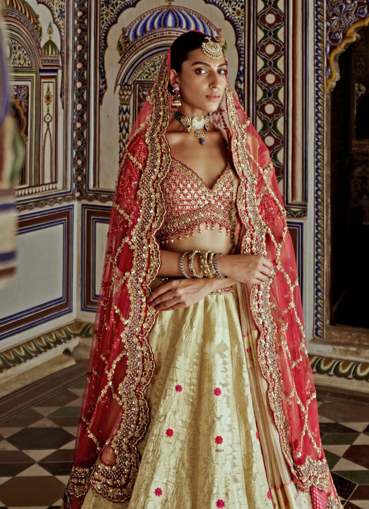 Gold Banarasi Embroidered Lehenga Set Nitika Gujral - Fabilicious Fashion