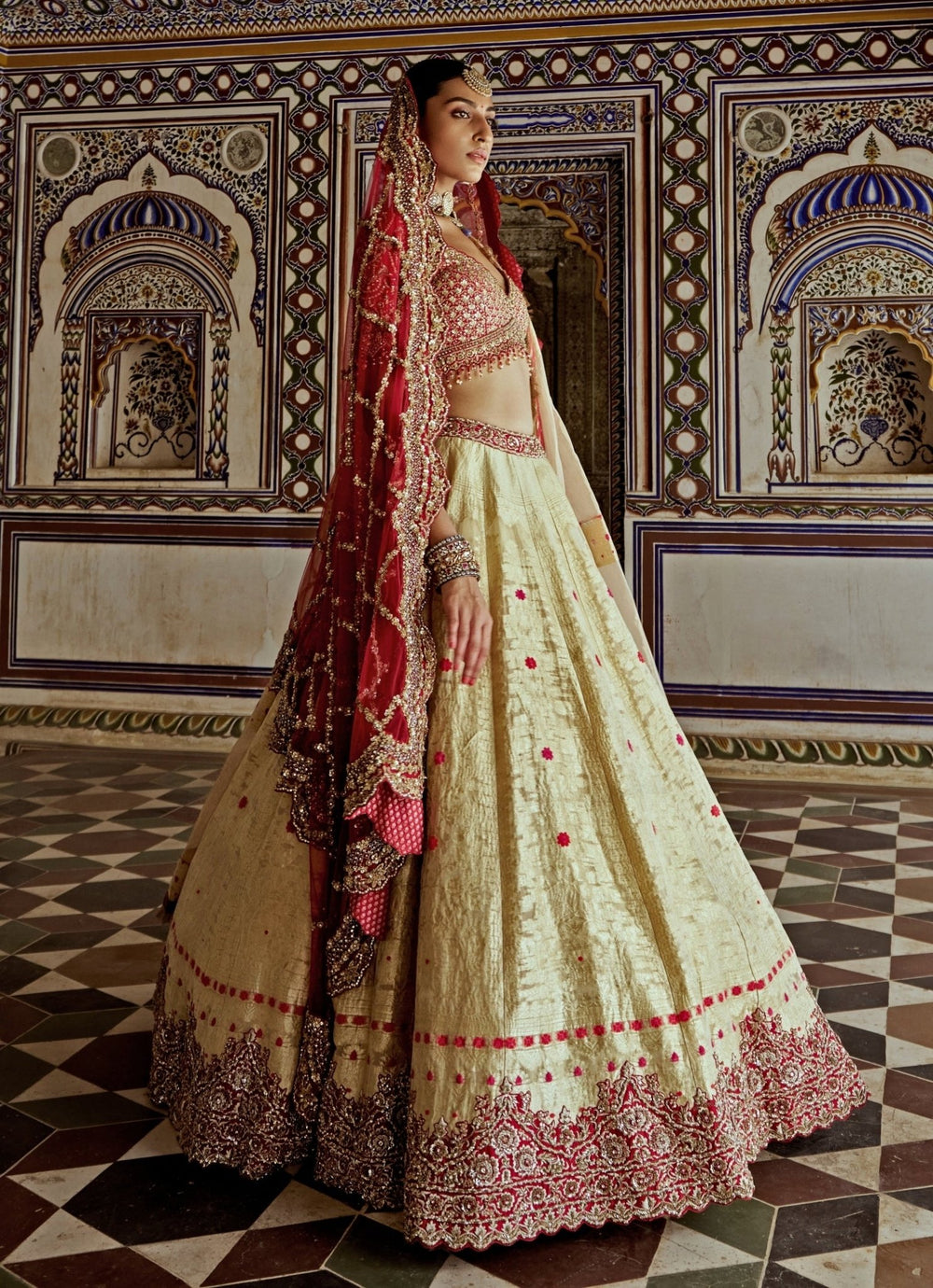 Gold Banarasi Embroidered Lehenga Set Nitika Gujral - Fabilicious Fashion