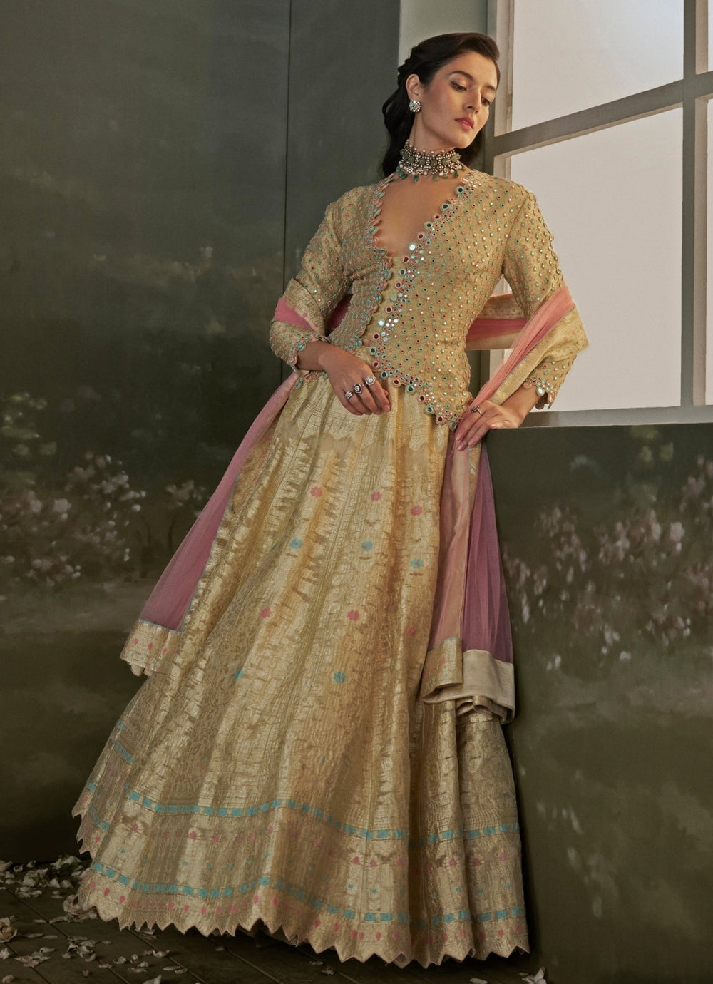 Gold Banarasi Silk Lehenga Set Nitika Gujral - Fabilicious Fashion