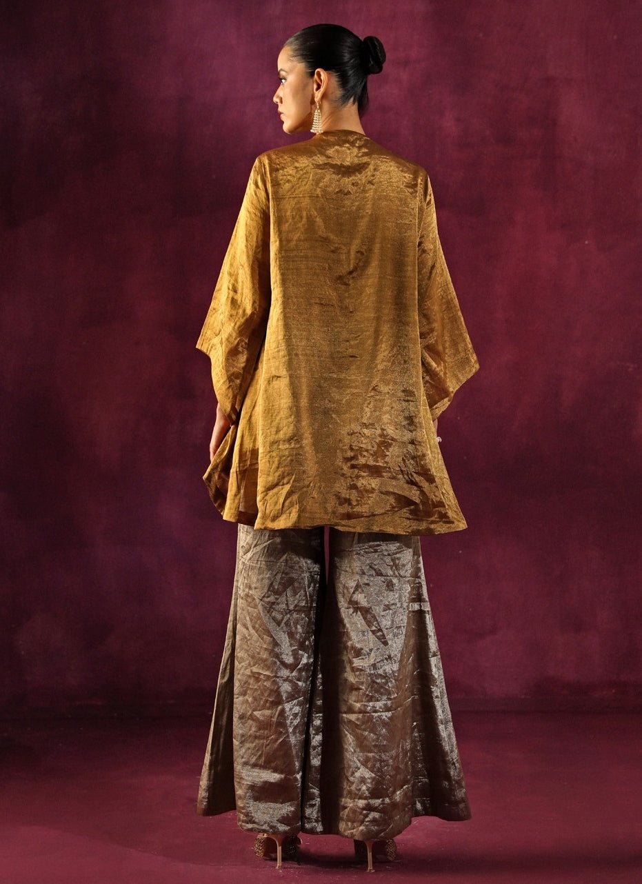 Twenty Nine Gold Banarasi Tissue Mirrorwork Tunic With Silver PantsFabilicious Fashion