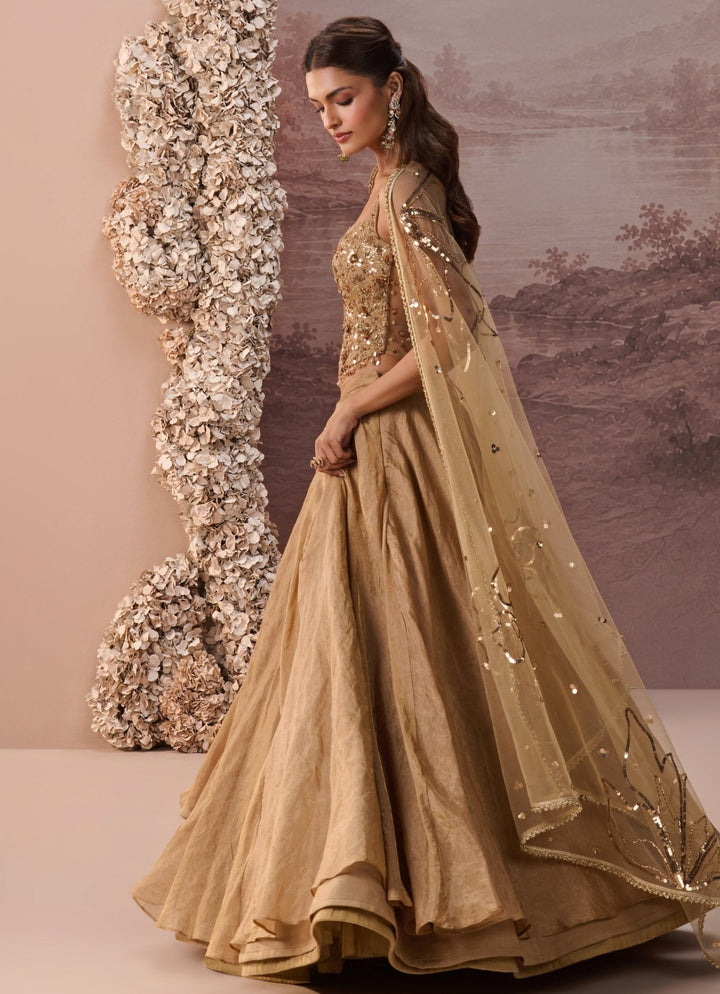 Parul Gandhi Gold Corset Tissue LehengaFabilicious Fashion