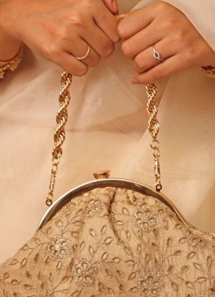 Amyra Gold Cutwork Vintage PurseFabilicious Fashion