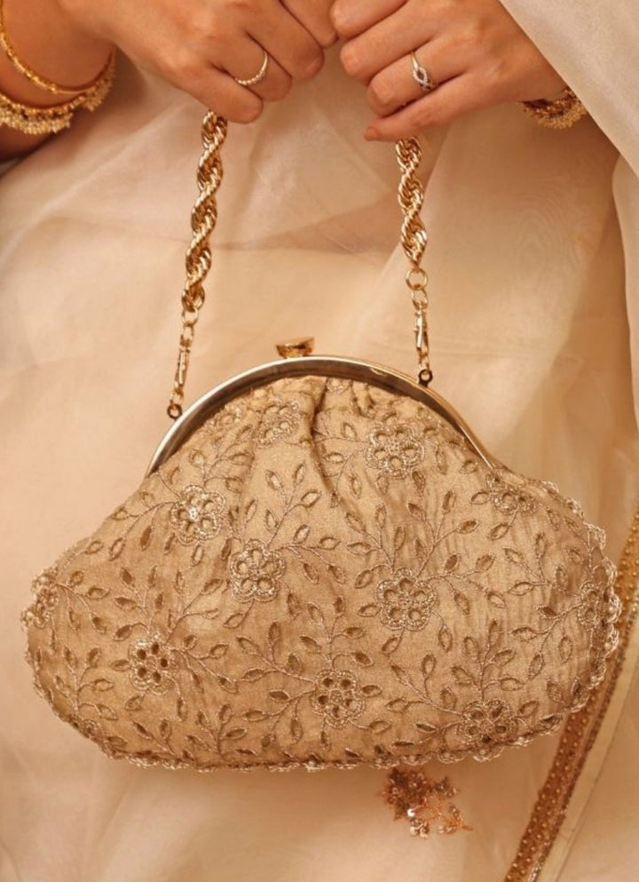 Amyra Gold Cutwork Vintage PurseFabilicious Fashion