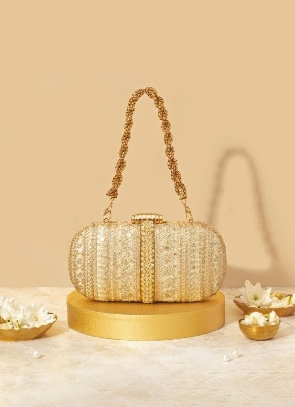 Gold Embellished Clutch AMYRA - Fabilicious Fashion