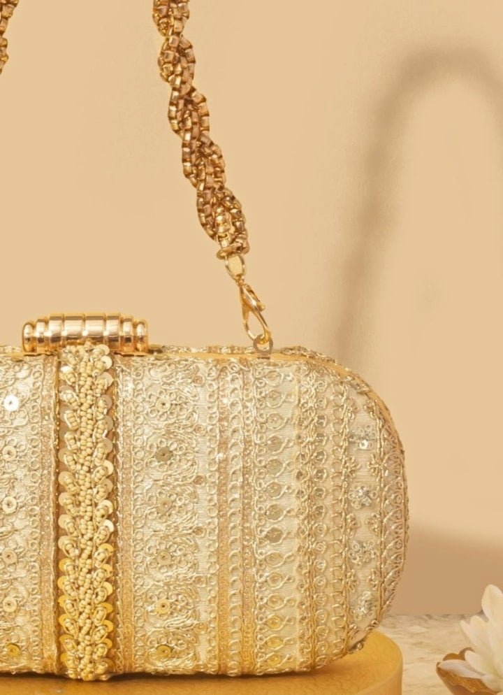 Gold Embellished Clutch AMYRA - Fabilicious Fashion