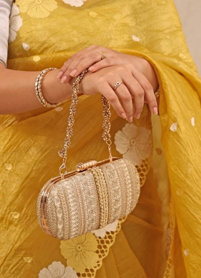 Gold Embellished Clutch AMYRA - Fabilicious Fashion
