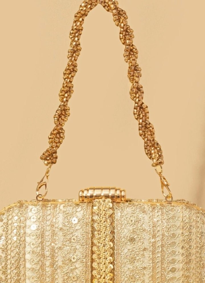 Gold Embellished Clutch AMYRA - Fabilicious Fashion