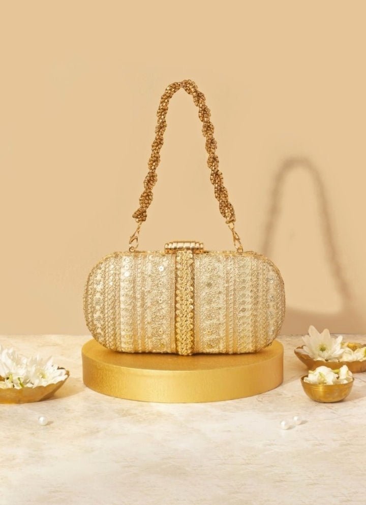 Gold Embellished Clutch AMYRA - Fabilicious Fashion
