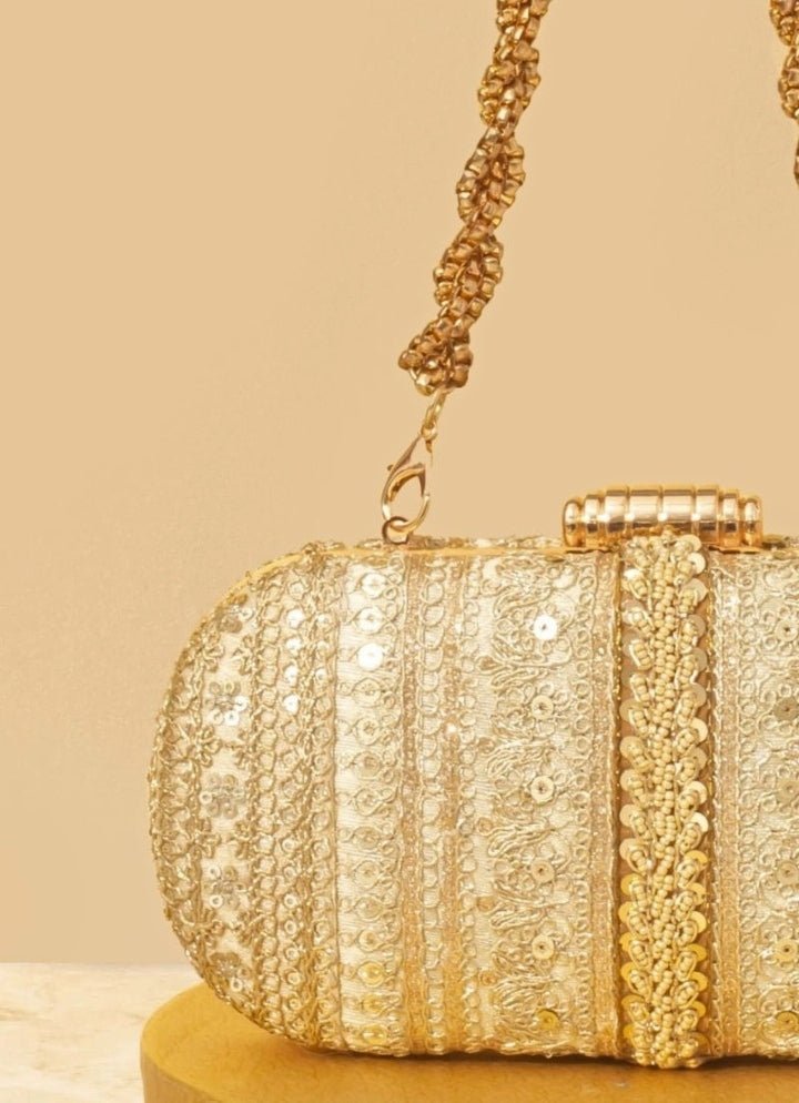 Gold Embellished Clutch AMYRA - Fabilicious Fashion