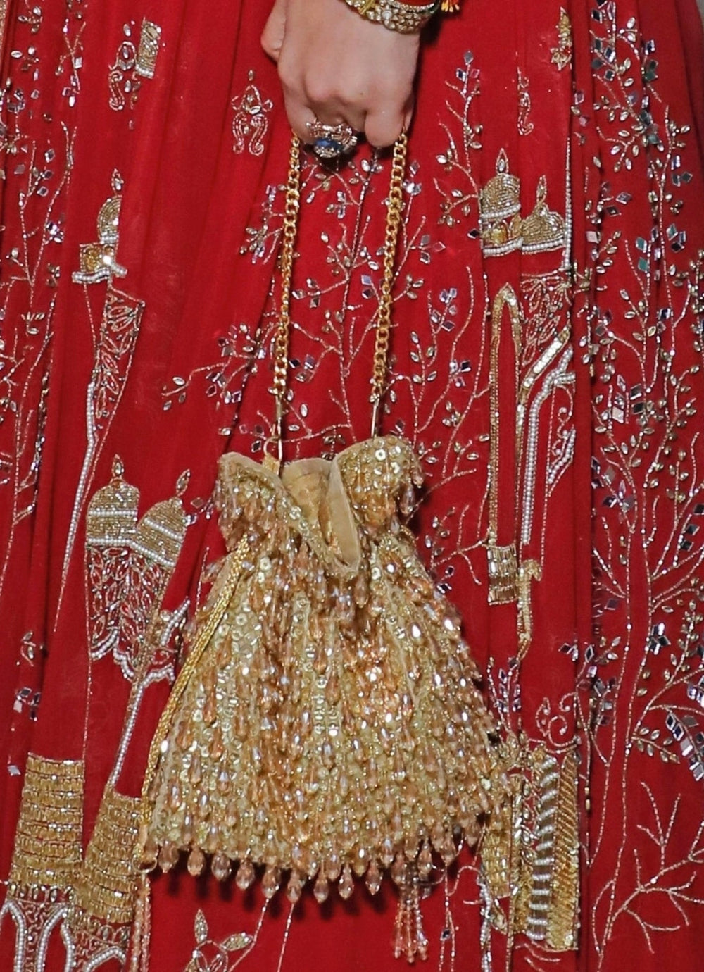 Gold Embellished Crystal Potli House of Kosha - Fabilicious Fashion