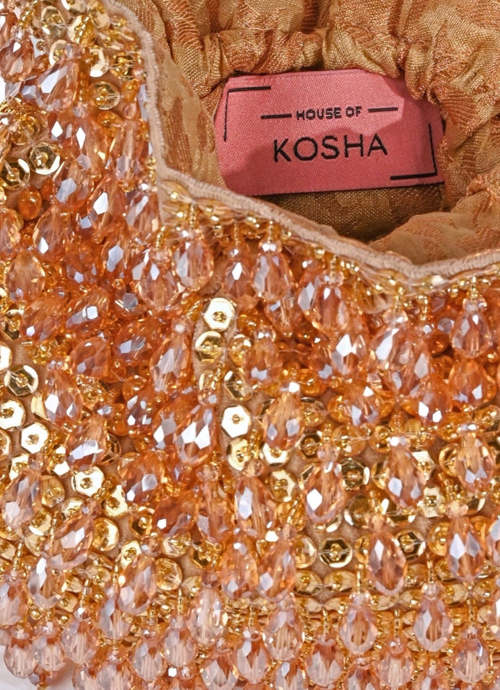 Gold Embellished Crystal Potli House of Kosha - Fabilicious Fashion