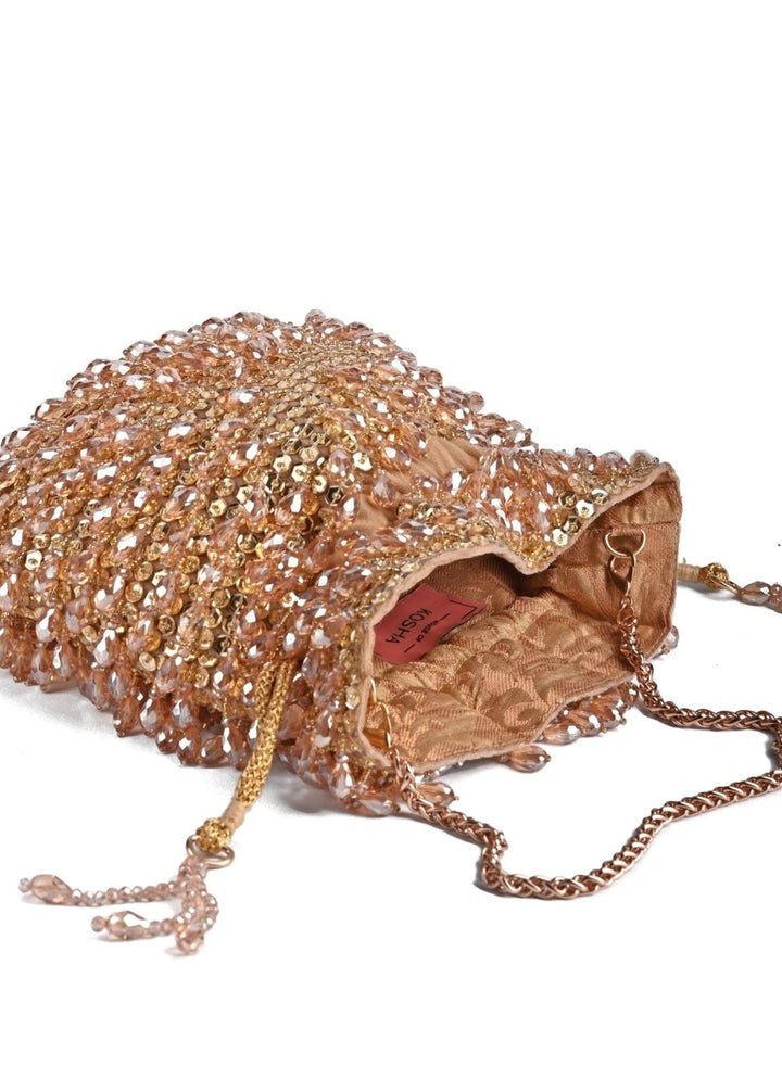 Gold Embellished Crystal Potli House of Kosha - Fabilicious Fashion