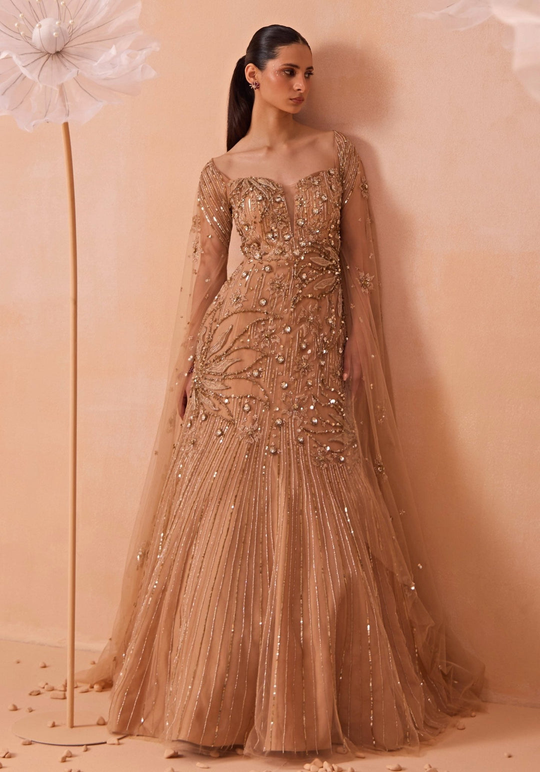 Gold Embellished Gown Parul Gandhi - Fabilicious Fashion
