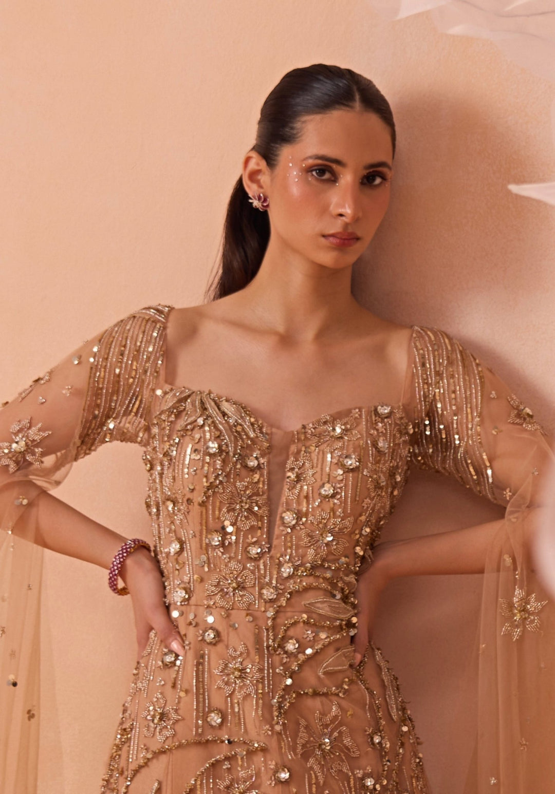 Gold Embellished Gown Parul Gandhi - Fabilicious Fashion
