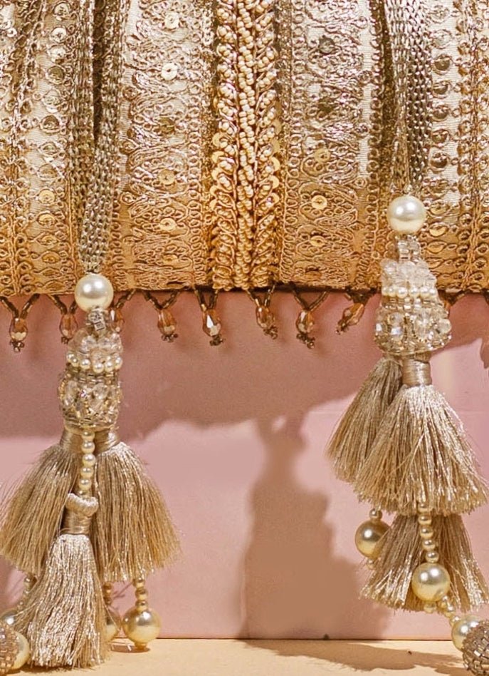 Gold Embellished Potli AMYRA - Fabilicious Fashion