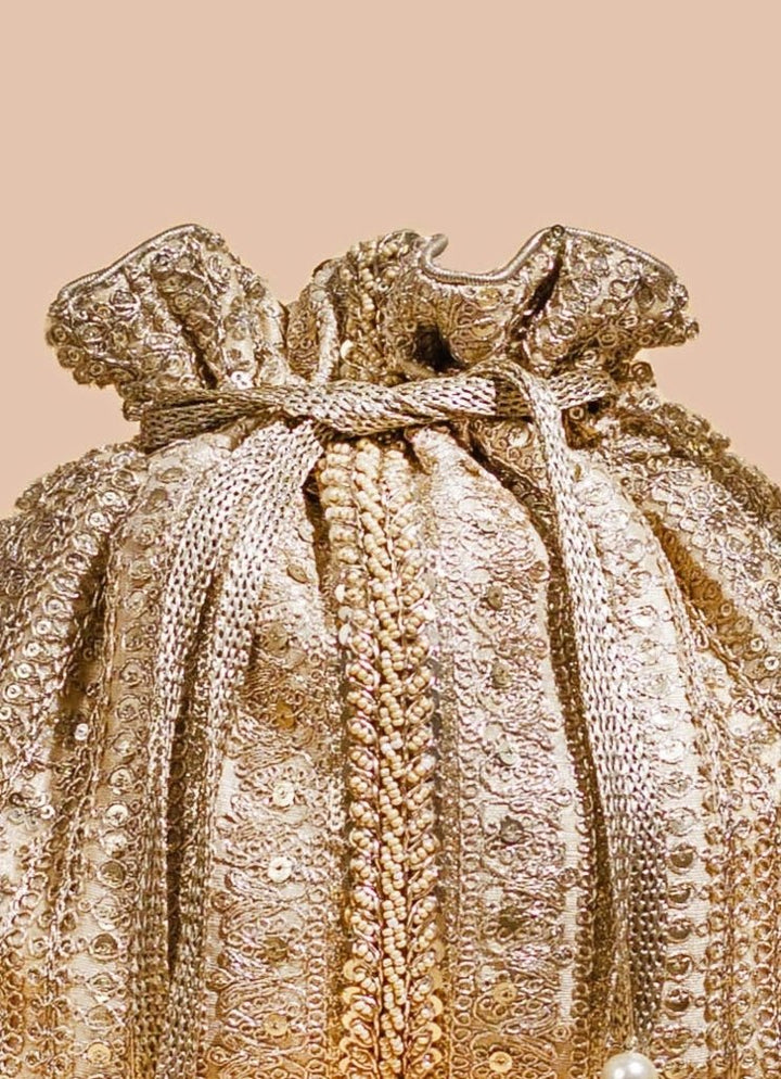 Gold Embellished Potli AMYRA - Fabilicious Fashion
