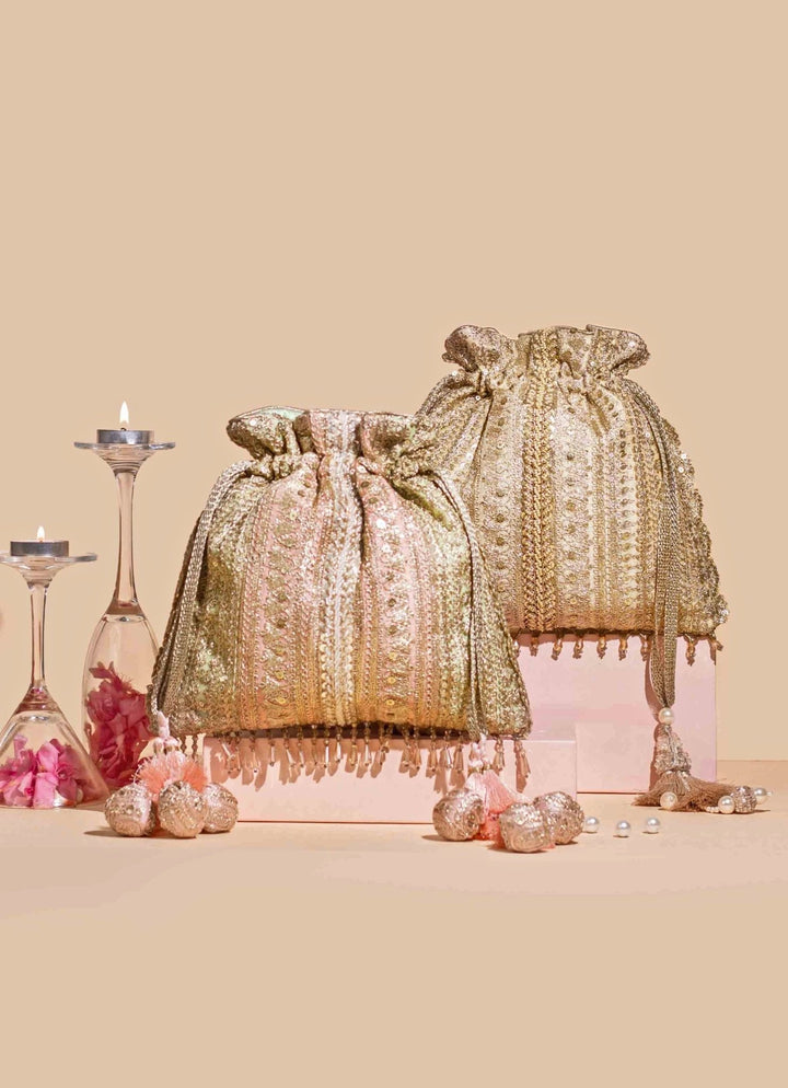 Gold Embellished Potli AMYRA - Fabilicious Fashion