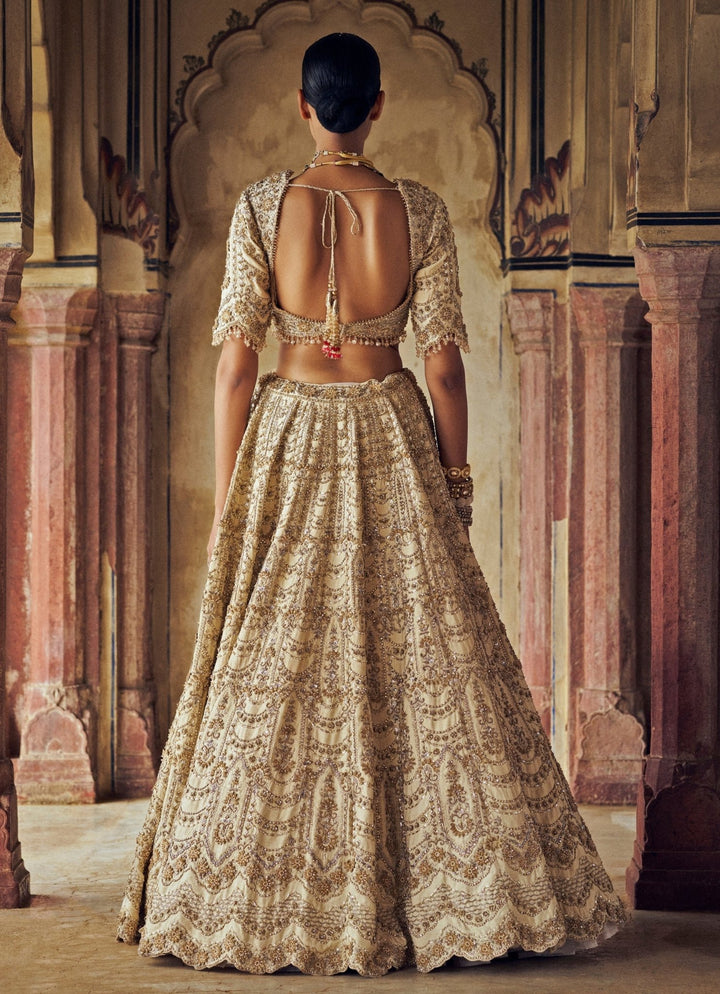 Gold Embroidered Bridal Lehenga Set Nitika Gujral - Fabilicious Fashion