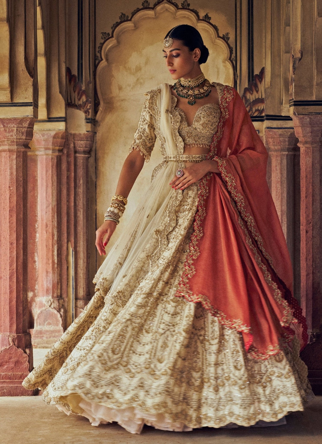 Gold Embroidered Bridal Lehenga Set Nitika Gujral - Fabilicious Fashion