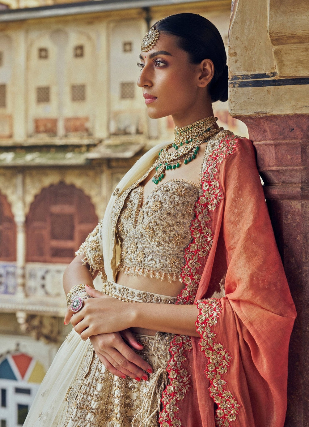 Gold Embroidered Bridal Lehenga Set Nitika Gujral - Fabilicious Fashion