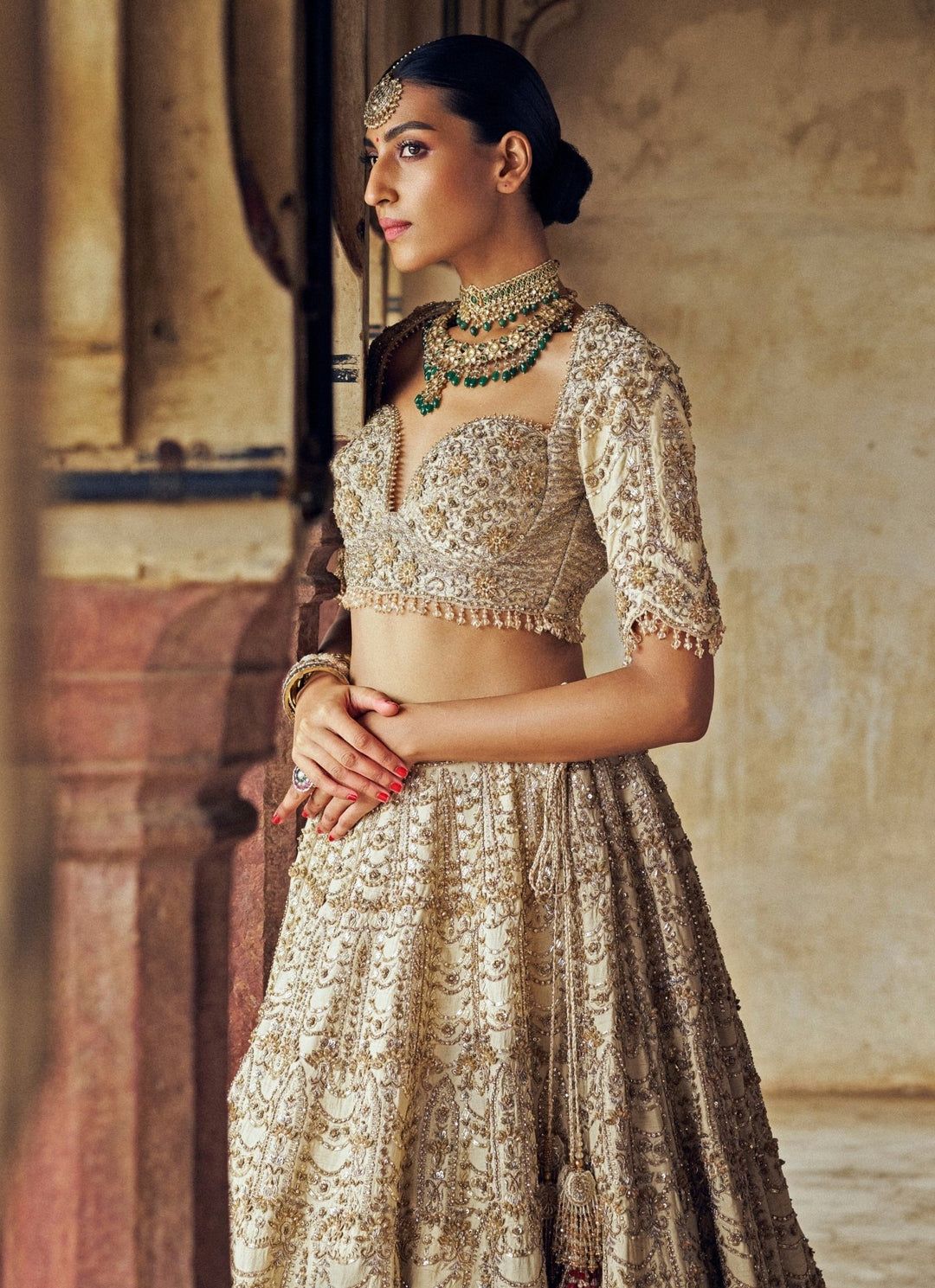 Gold Embroidered Bridal Lehenga Set Nitika Gujral - Fabilicious Fashion