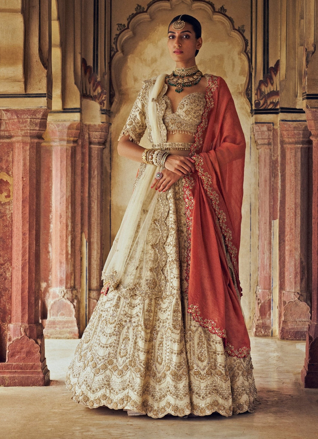 Gold Embroidered Bridal Lehenga Set Nitika Gujral - Fabilicious Fashion