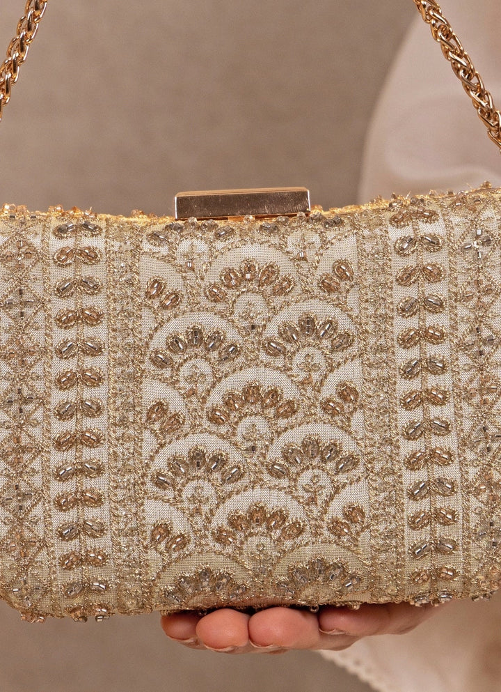 Amyra Gold Embroidered ClutchFabilicious Fashion