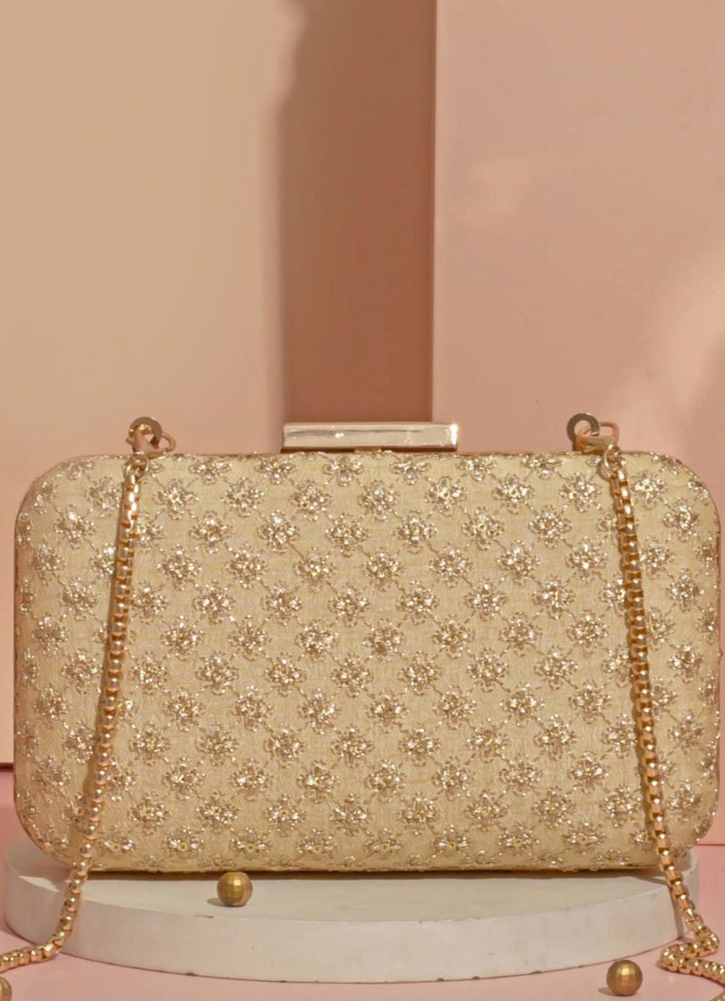 Gold Embroidered Clutch AMYRA - Fabilicious Fashion