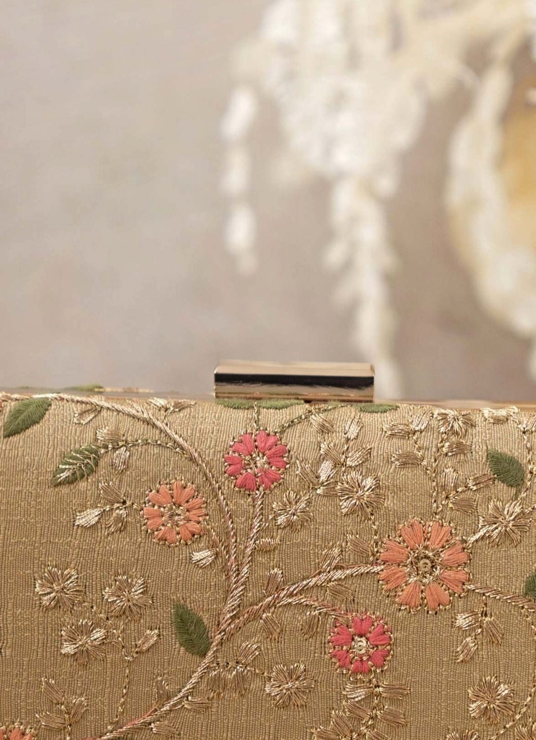 Gold Embroidered Clutch AMYRA - Fabilicious Fashion