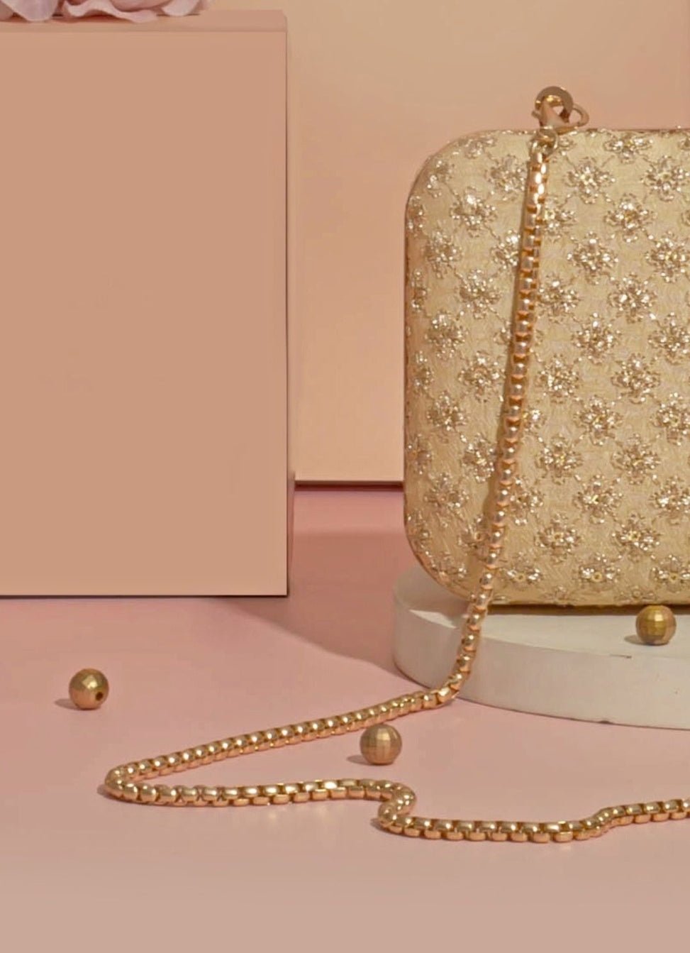 Gold Embroidered Clutch AMYRA - Fabilicious Fashion