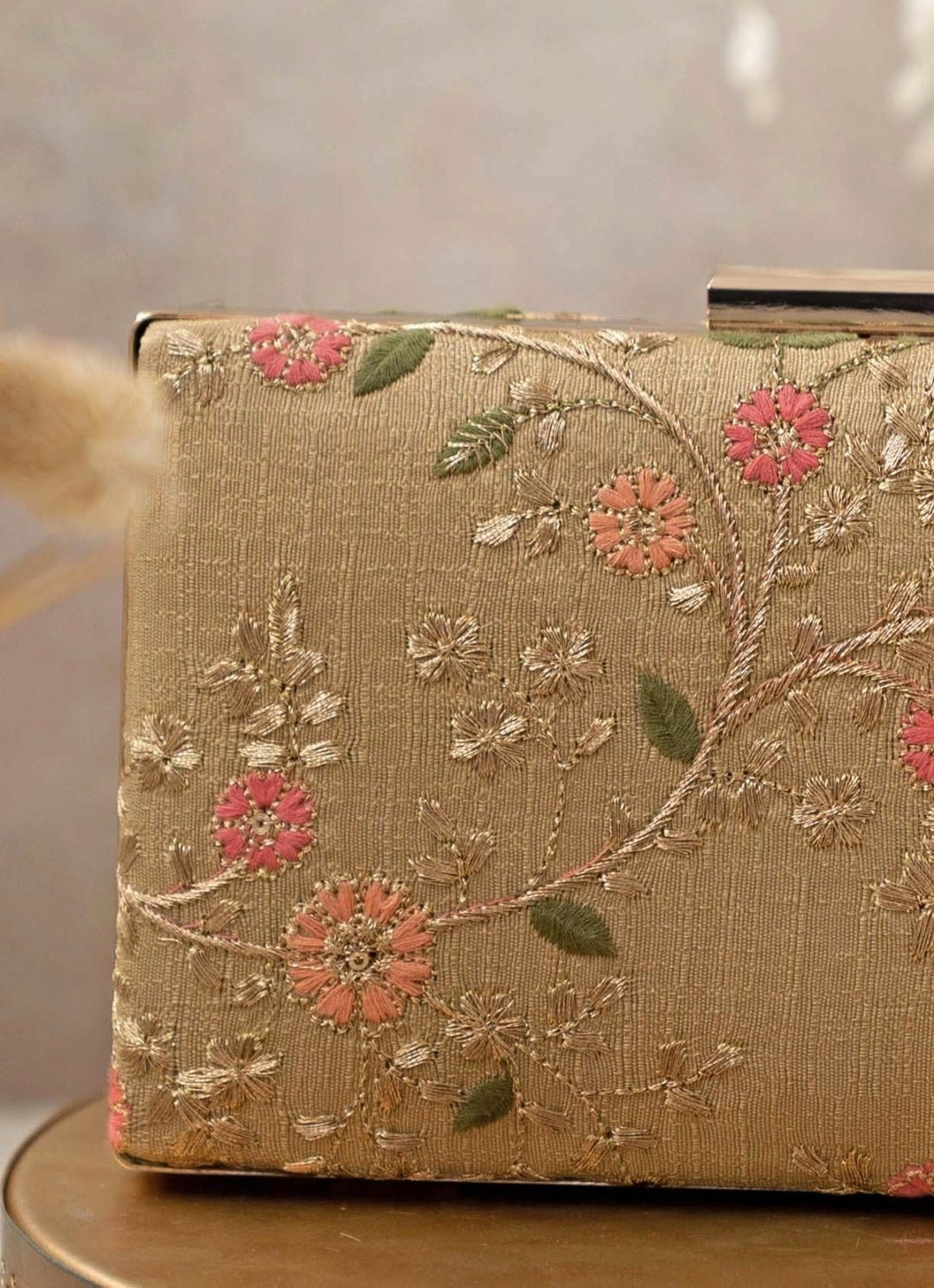 Gold Embroidered Clutch AMYRA - Fabilicious Fashion