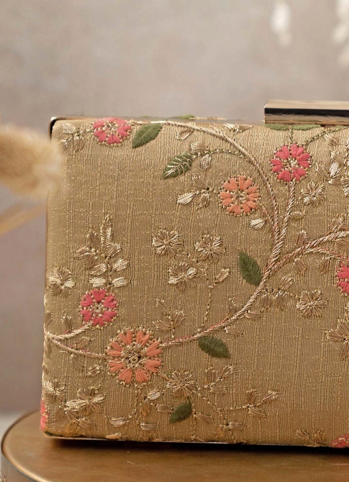 Gold Embroidered Clutch AMYRA - Fabilicious Fashion