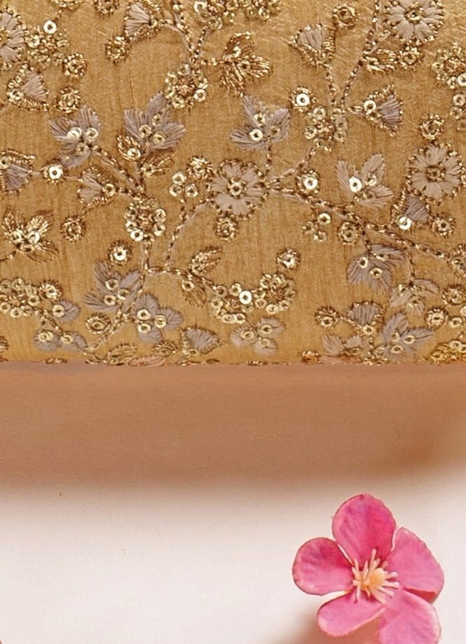 Gold Embroidered Clutch AMYRA - Fabilicious Fashion