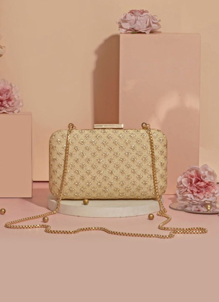 Gold Embroidered Clutch AMYRA - Fabilicious Fashion