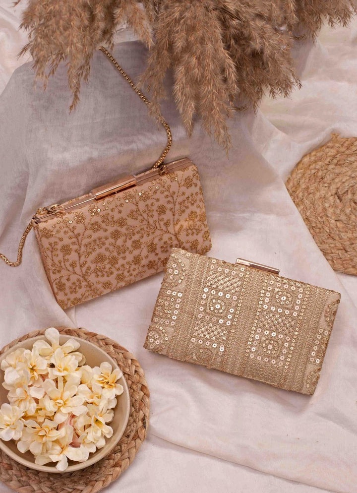 Gold Embroidered Clutch AMYRA - Fabilicious Fashion